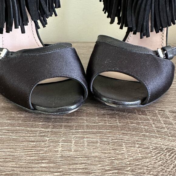 Giambattista Valli Revolve Leather Suede Fringe Ankle Strap Heels 6.5 Mobwife - Picture 7 of 15